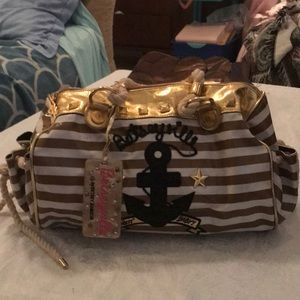 Gold Betsey Johnson satchel handbag